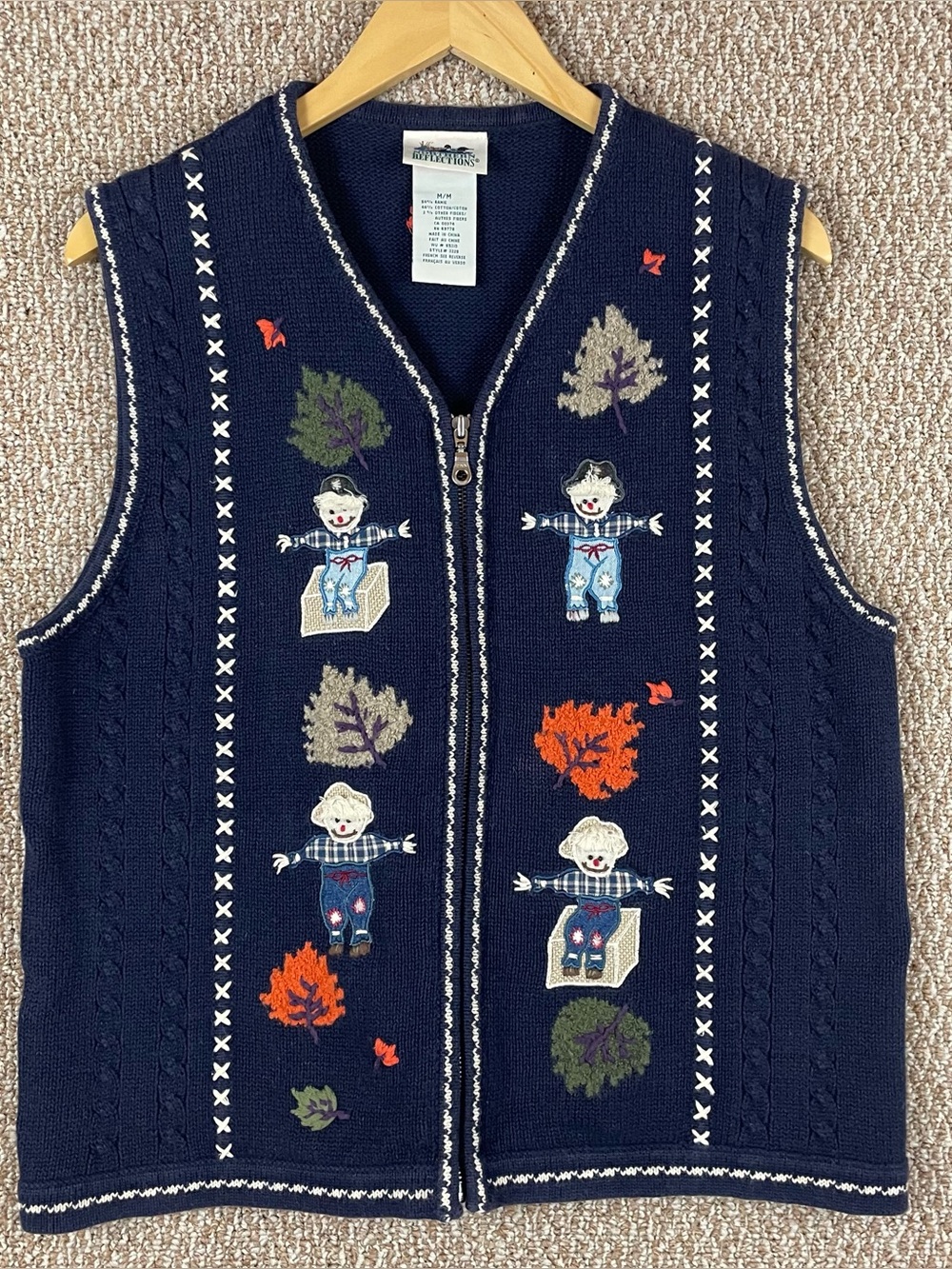 Vintage Northern Reflections Sweater Vest Women's M Full Zip Halloween Fall F69